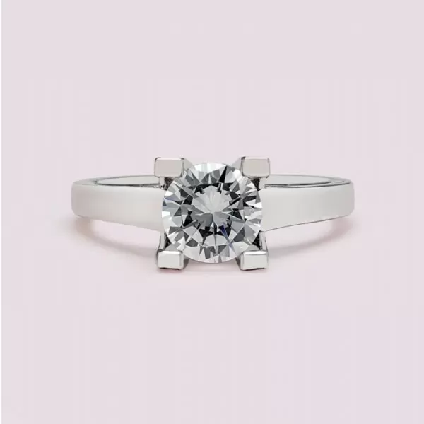 Handmade 1.2 CT Round Cut Simple Sterling Silver Ring
