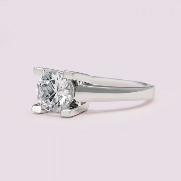 Handmade 1.2 CT Round Cut Simple Sterling Silver Ring