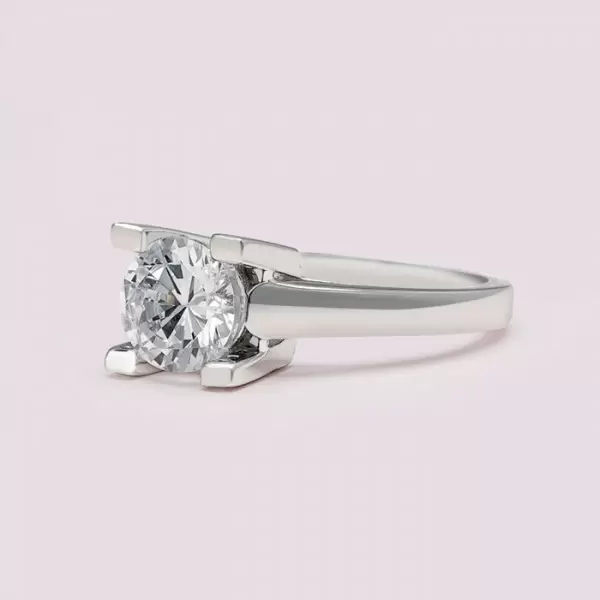 Handmade 1.2 CT Round Cut Simple Sterling Silver Ring