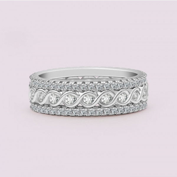 Round Cut White Sapphire Eternity Band