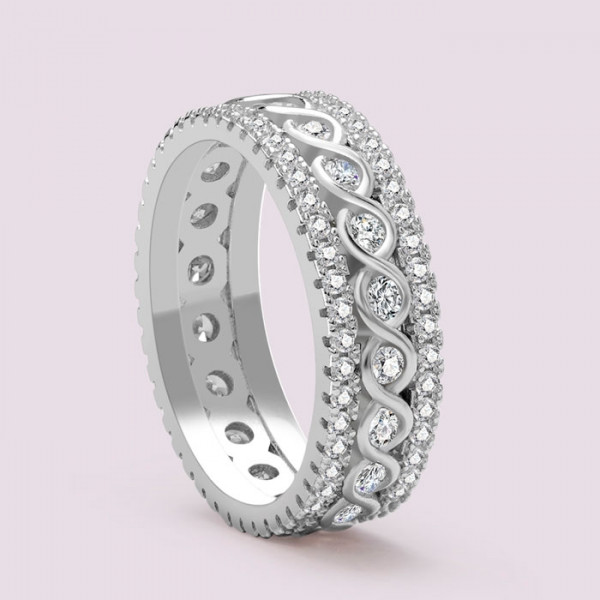 Round Cut White Sapphire Eternity Band