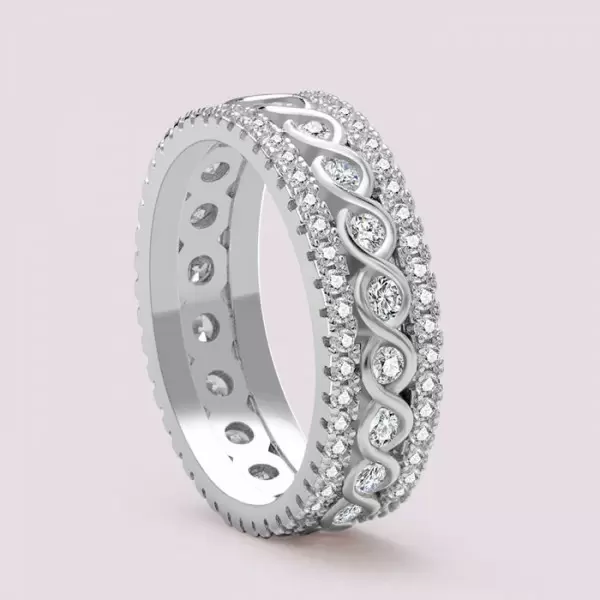 Round Cut White Sapphire Eternity Band