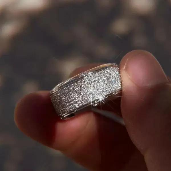 2.4ct White Sapphire Mechanical Screw Paved Men's Ring