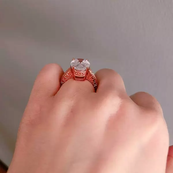 Handmade 4 CT Oval Cut Sterling Silver Ring