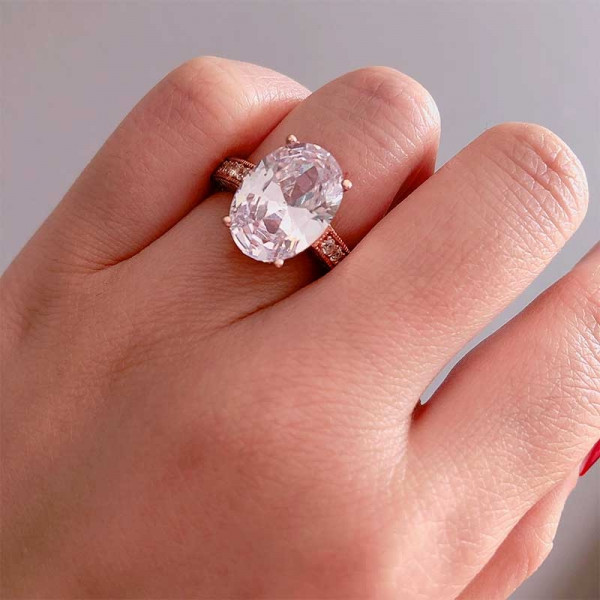 Handmade 4 CT Oval Cut Sterling Silver Ring