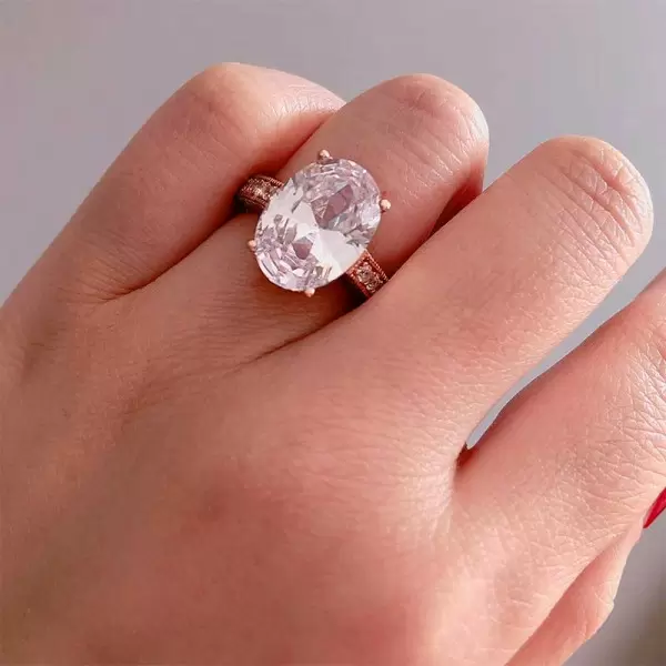 Handmade 4 CT Oval Cut Sterling Silver Ring