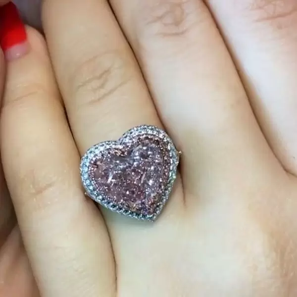 Handmade 4 Ct Pink Heart Shape Engagement Ring