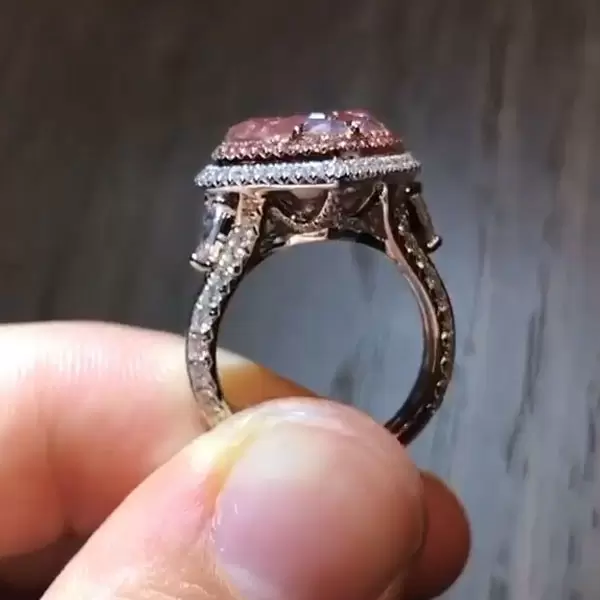 Handmade 4 Ct Pink Heart Shape Engagement Ring