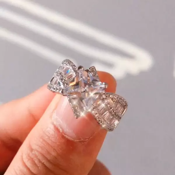 Handmade Vintage Princess Cut Sterling Silver Ring