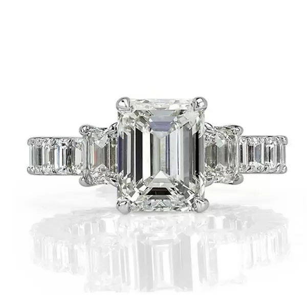 6.95ct Emerald Cut White Sapphire Engagement Ring