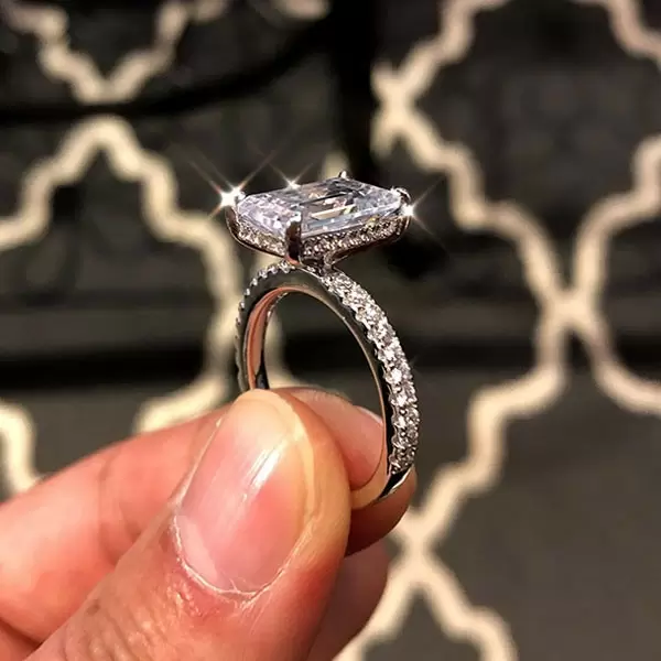 4.5ct Emerald Cut White Sapphire Engagement Ring