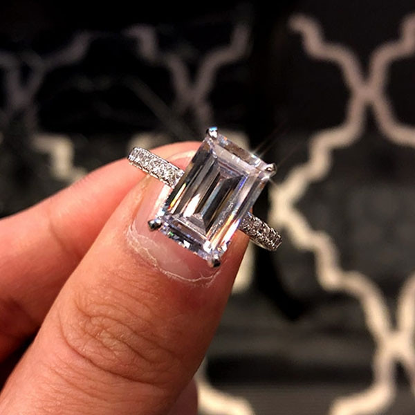 4.5ct Emerald Cut White Sapphire Engagement Ring