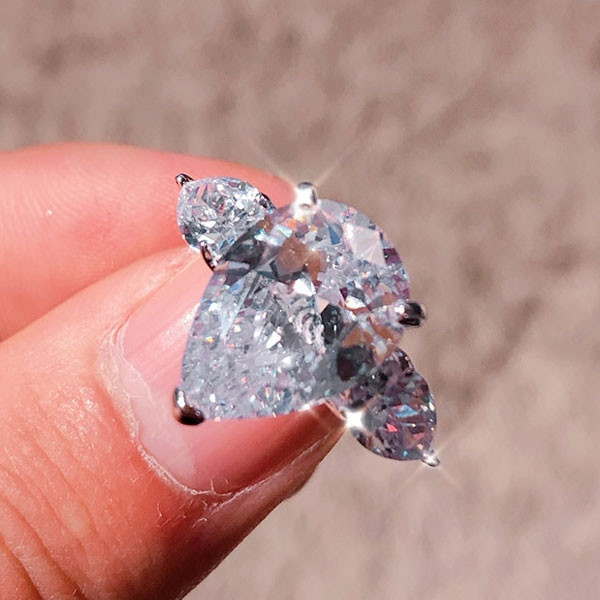 Handmade 4 Ct Pear Cut Lab Created Gemstone Engagement Ring
