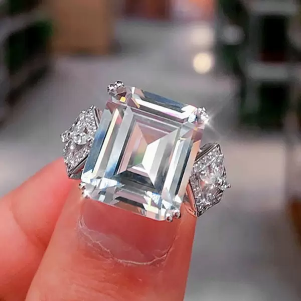 Handmade 8 Ct Emerald Cut 925 Sterling Silver Ring