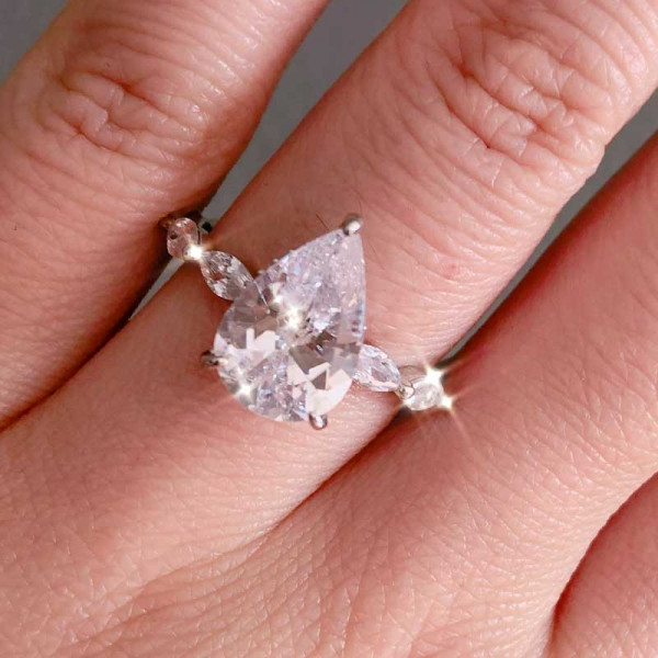 Handmade 4 Ct Pear Cut Engagement Ring