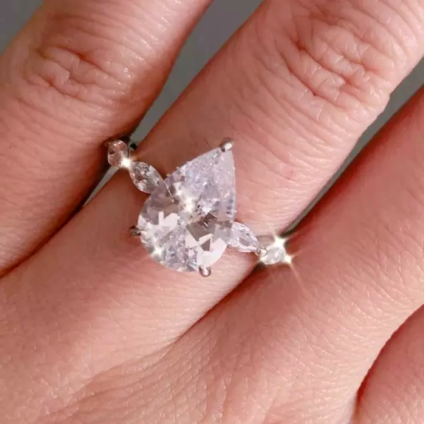 Handmade 4 Ct Pear Cut Engagement Ring