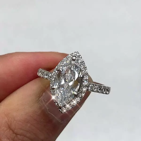 Handmade 2.65 ct Marquise Cut 925 Sterling Silver Engagement Ring