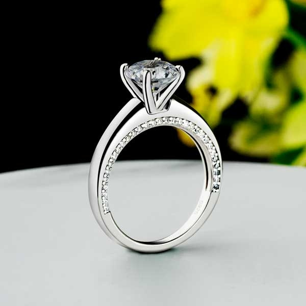 Round Cut White Sapphire Engagement Ring