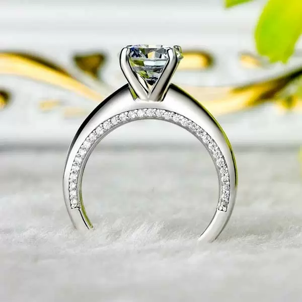 Round Cut White Sapphire Engagement Ring