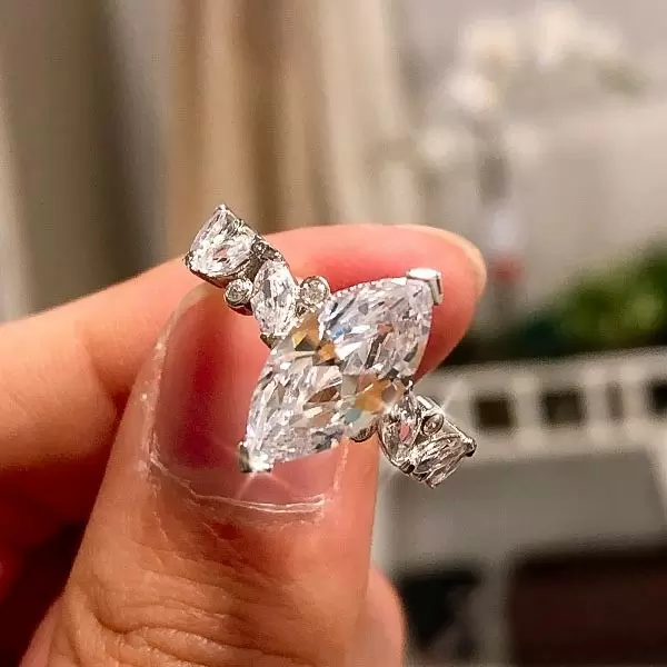 Marquise Cut White Sapphire Engagement Ring