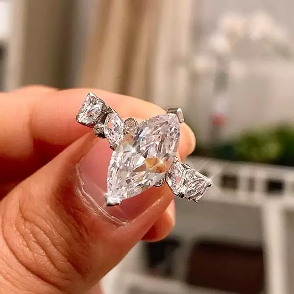 Marquise Cut White Sapphire Engagement Ring SayaBling Jewelry