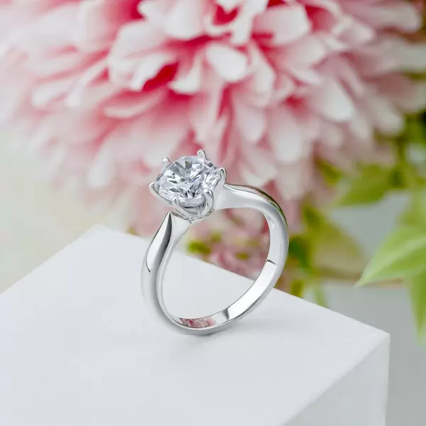 Round Cut White Sapphire Engagement Ring