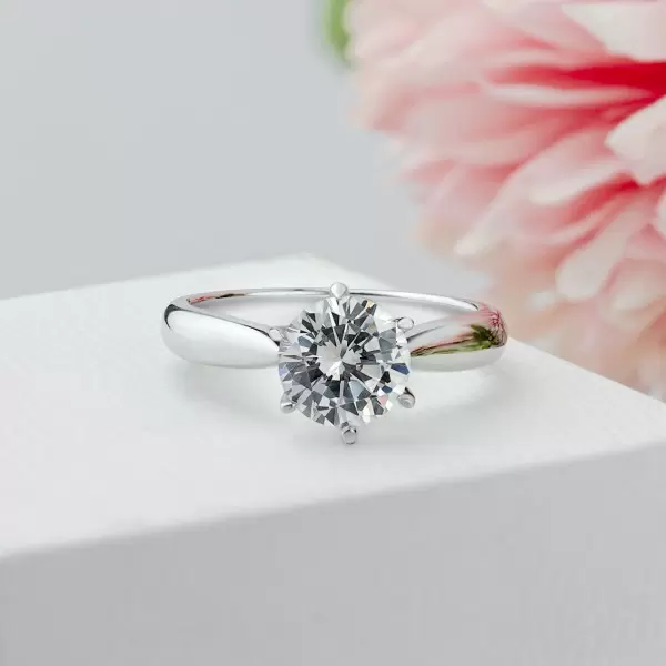Round Cut White Sapphire Engagement Ring