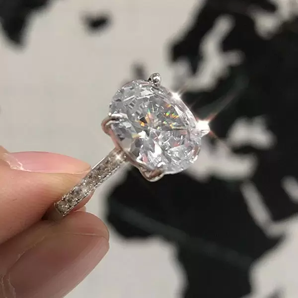Handmade Oval Solitaire Ring 4.75 CTW