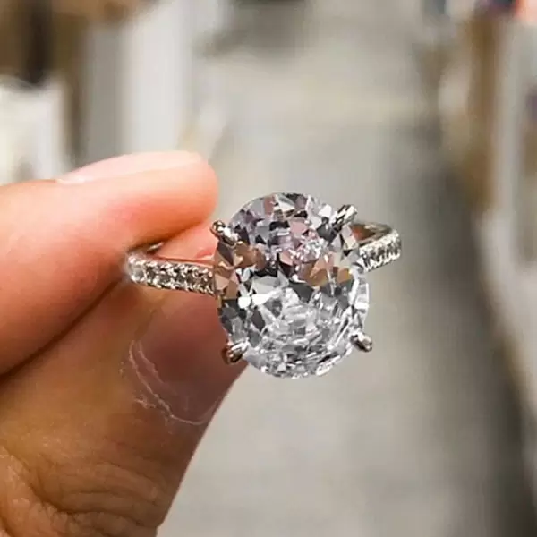 Handmade Oval Solitaire Ring 4.75 CTW