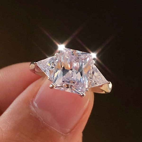 3ct Radiant Cut White Sapphire Engagement Ring