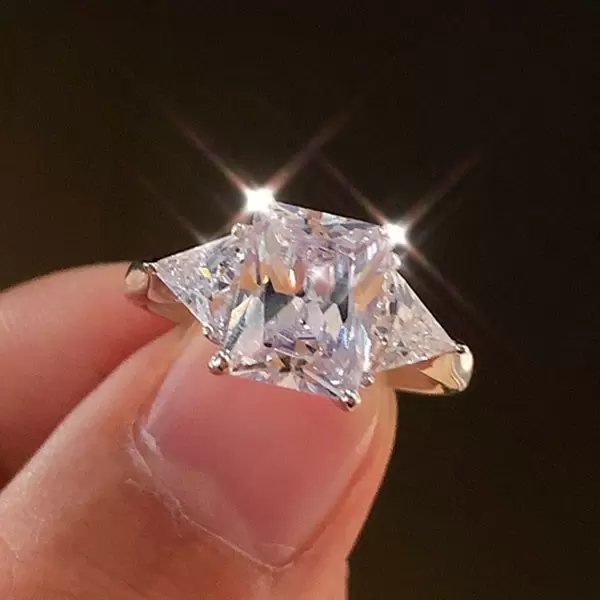 3ct Radiant Cut White Sapphire Engagement Ring