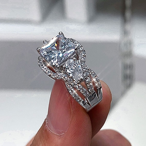 Princess Cut White Sapphire Engagement Ring