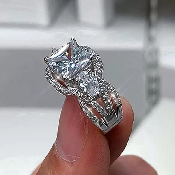 Princess Cut White Sapphire Engagement Ring