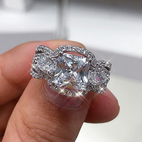 Princess Cut White Sapphire Engagement Ring