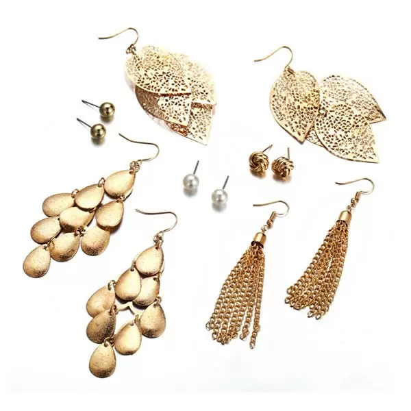 6 Pairs Alloy And Pearl Earring Set