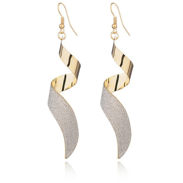 Gold Tone Twist Around Frosted Alloy Earrings