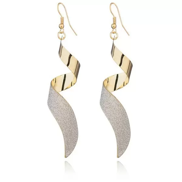 Gold Tone Twist Around Frosted Alloy Earrings