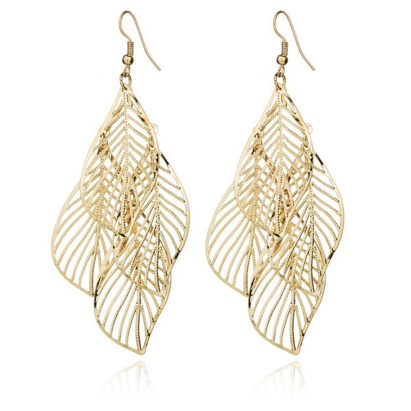 Hollow Out Leaf Shape Alloy Earring