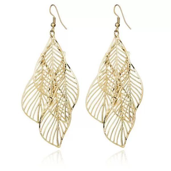 Hollow Out Leaf Shape Alloy Earring