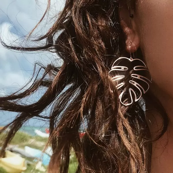 Monstera Deliciosa Shape Tropical Style Alloy Earring
