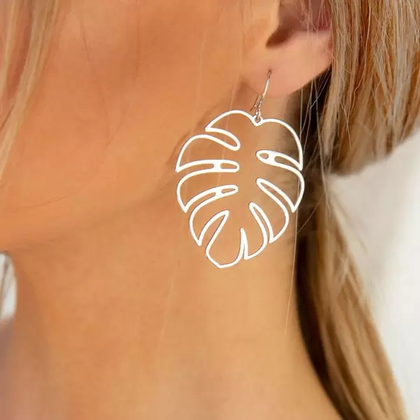Monstera Deliciosa Shape Tropical Style Alloy Earring
