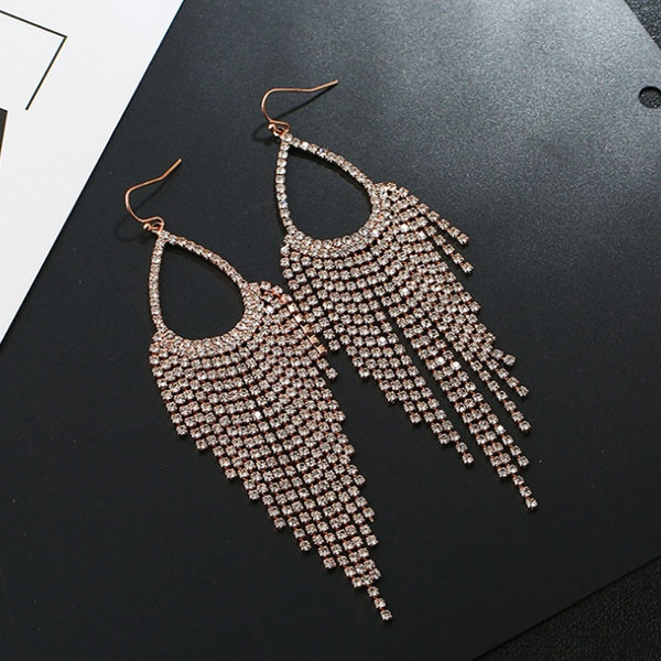 Tassel Rhinestone Claw Chains Earring