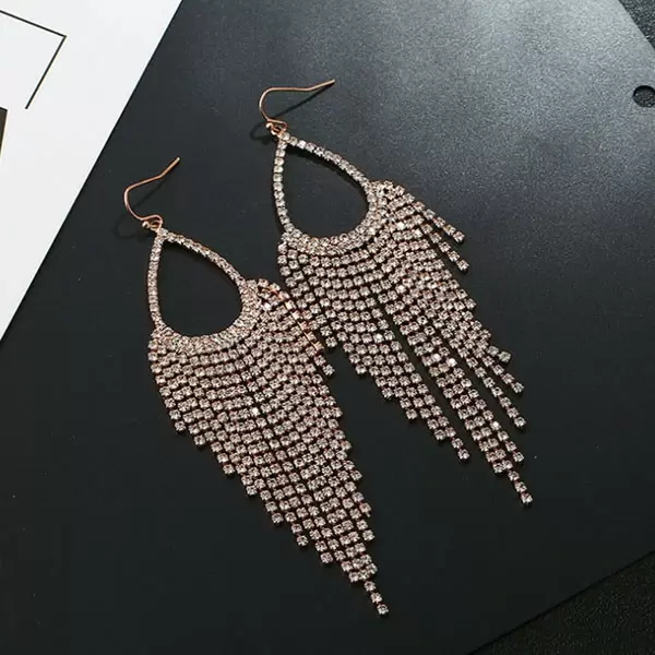 Tassel Rhinestone Claw Chains Earring