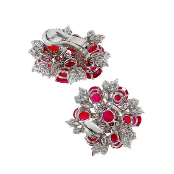 14ctw Ruby and White Sapphire Stud Earrings