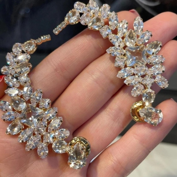 24ctw White Sapphire Nature-Inspired Climber Earrings