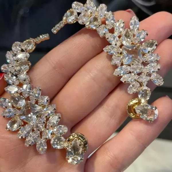 24ctw White Sapphire Nature-Inspired Climber Earrings
