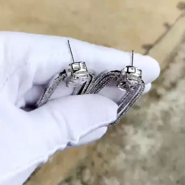 Cushion Cut White Sapphire Hoop Earrings