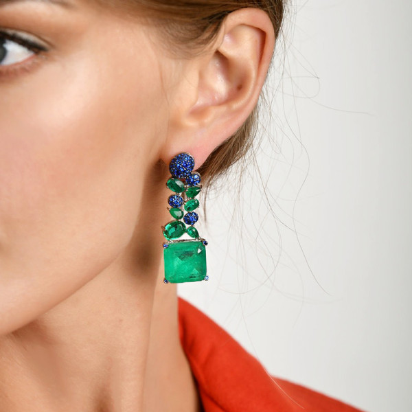 11.2ctw Asscher Cut Emerald Statement Earrings