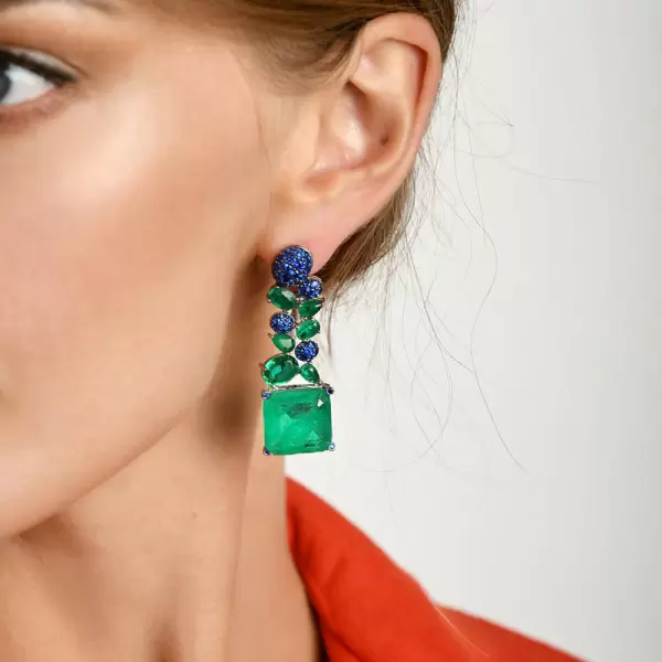 11.2ctw Asscher Cut Emerald Statement Earrings