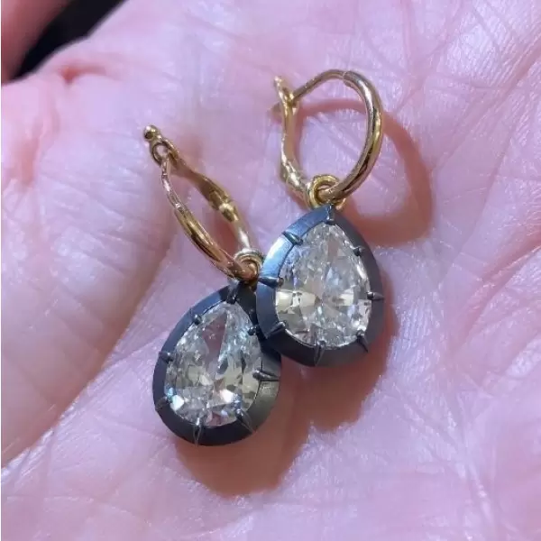 7ctw Pear Cut Victorian Vintage Drop Earrings